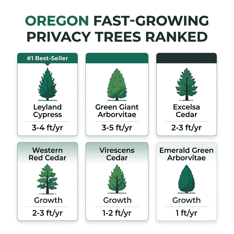 Fast-Growing Oregon Privacy Trees Ranked by Speed